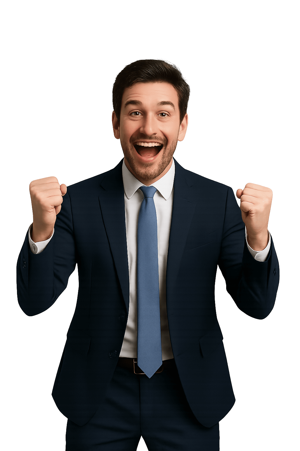 Excited client celebrating website success